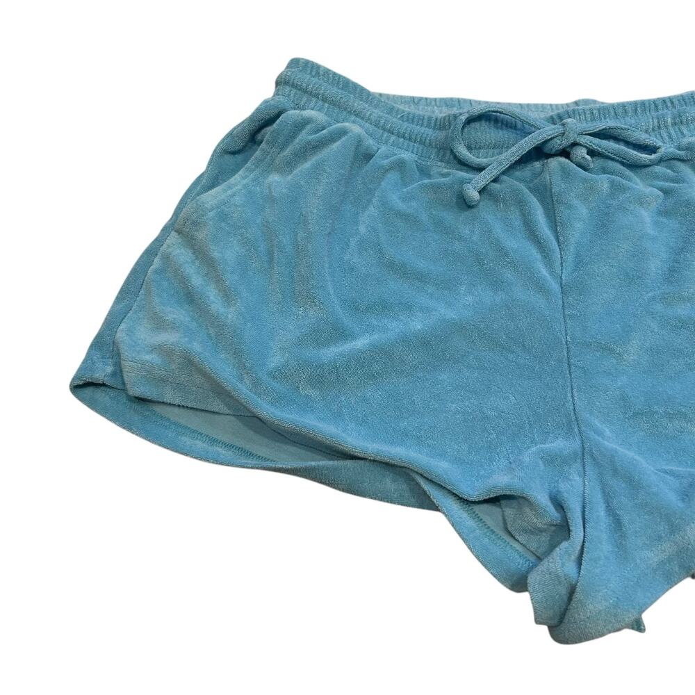 Fabletics Teal Terry Cloth Mini Shorts Mushroom Patch Coquette 1X - Picture 7 of 16